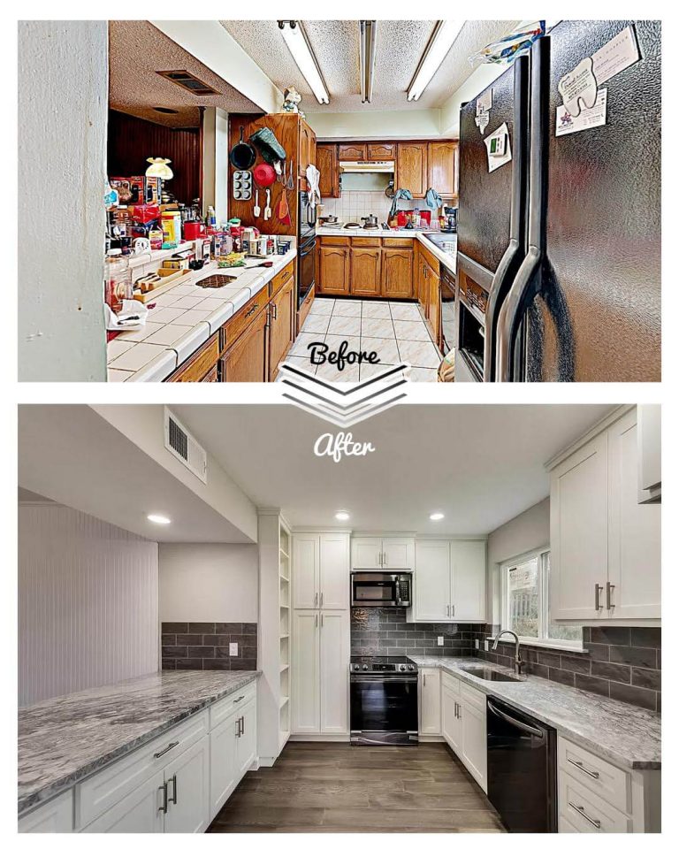 before and after pictures of a kitchen in a recent home renovation